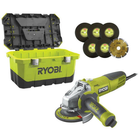 RYOBI Meuleuse d'angle - 1010W - 125mm - 1 coffret de rangement - RAG1010-125TA6