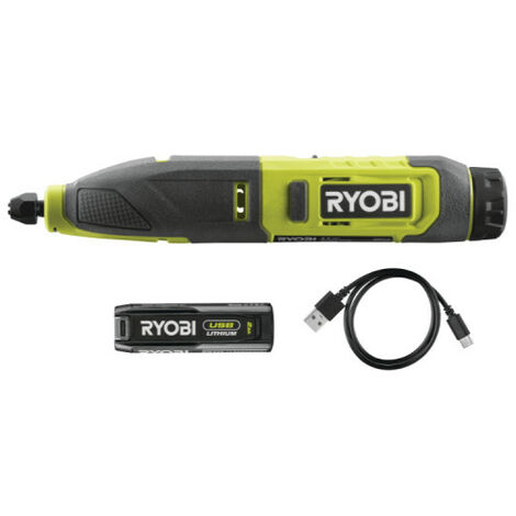 RYOBI Mini-outil multifonction pour bois RPC4-120G - 4V - 1 Batterie 2.0Ah - 1 Câble USB C
