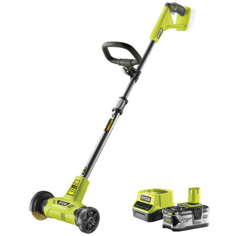 RYOBI Nettoyeur de sol 18V One+ - Avec brosse métallique pour joints - 1 batterie 2.0 Ah - 1 chargeur - RY18PCA-120