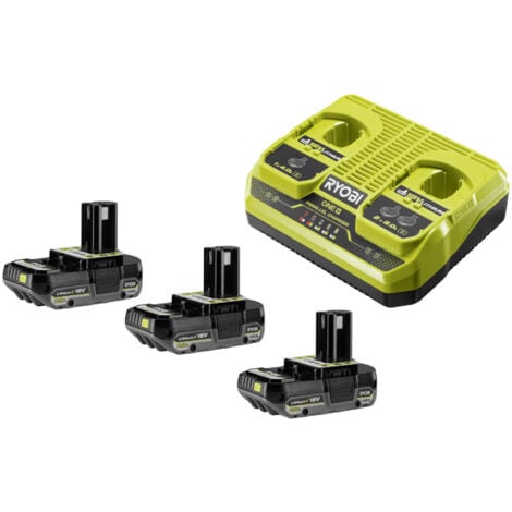 Ryobi ONE+ Dual Port Parallel Charger Kit (3x 2.0Ah Battery) 18V RC18240-320