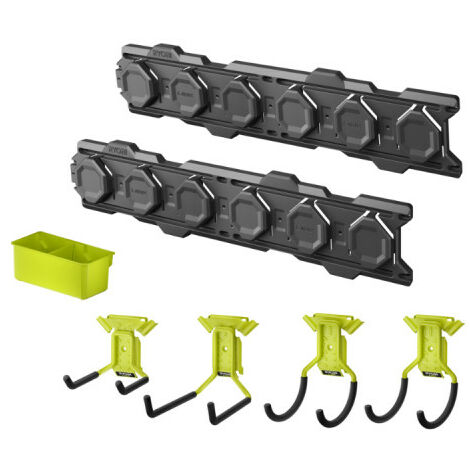 RYOBI Pack de démarrage Système Link - 2 rails muraux - 4 crochets - 1 double bac - RSLWPK-7PC