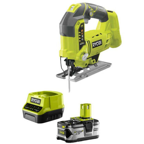 RYOBI Pack scie sauteuse pendulaire 18 V One+ R18JS-0 - 1 batterie 18V One+ 4.0Ah LithiumPlus - 1 chargeur rapide 2.0Ah Lithium-ion RC18120-140