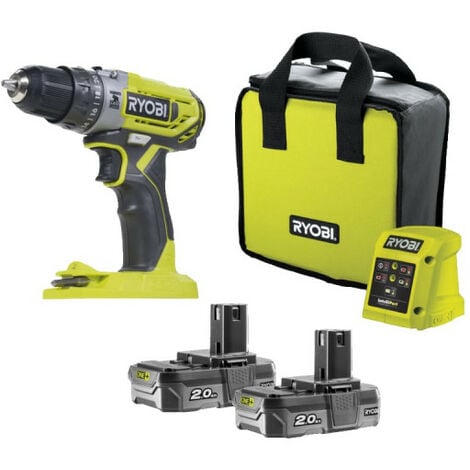 RYOBI Perceuse-visseuse à percussion One+ 18V - 2 batteries 2.0 Ah - 1 chargeur - R18PD2-220S