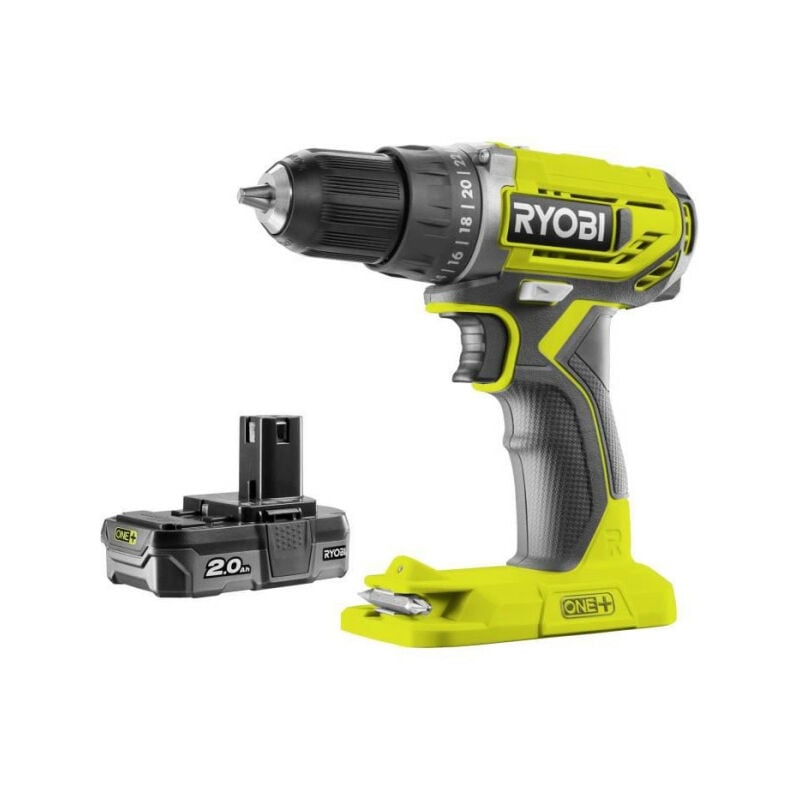 Perceuse-visseuse compacte 18V one+ - 2 batteries lithium+ 2,0 Ah - chargeur 1,5 a - Sac de transport - R18DD2-220S - Ryobi