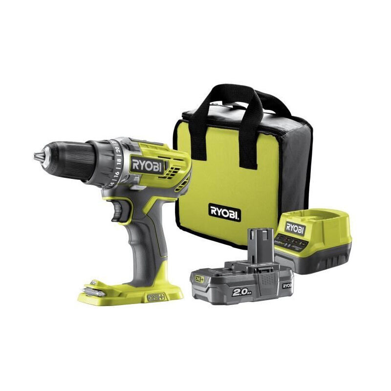 Ryobi - Perceuse-visseuse sans fil 18 v one+ R18DD3-120S, 1x batterie 2,0Ah et chargeur + étui