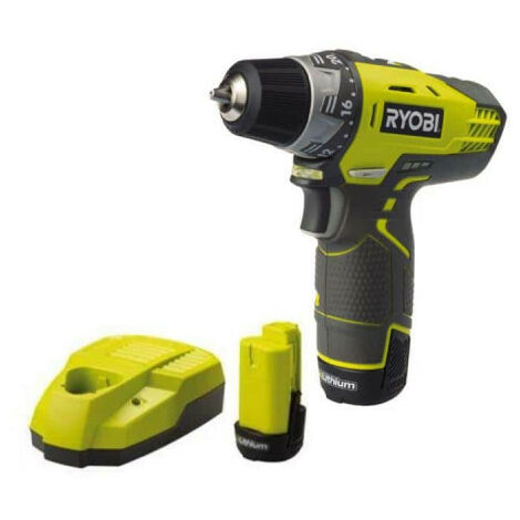 Perceuse visseuse compacte RYOBI 12V 2 vitesses - 1 batterie Lithium 1,3 Ah et chargeur 1h R12DD-L13S
