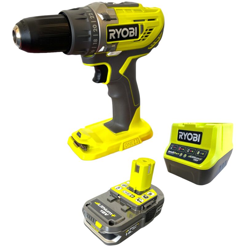 Ryobi R18DD3-115 Perceuse-visseuse sans fil 18 V 13 mm 50 Nm + 1x batterie 1,5 Ah + chargeur
