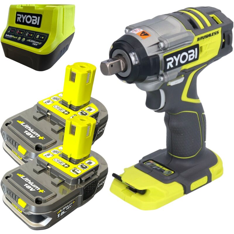 R18IW7-215 one+ Clé à choc sans fil 18 v 270 Nm 1/2'' Brushless + 2x batterie 1,5 Ah + chargeur - Ryobi