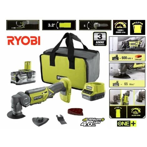 Ryobi R18MT-0 Utensile Multifunzione Batteria 18V Orientabile 3.2° Kit 4.0 Ah
