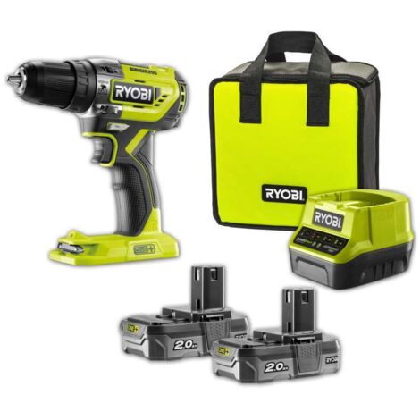 Ryobi R18PD5-220S Trapano Avvitatore a Percussione Brushless 18V, 2 batterie da 2.0ah, Mandrino da 13mm, Arriva Fino a 50 Nm di Coppia, con Luce LED Inclusa, Indicato per Forare e Avvitare