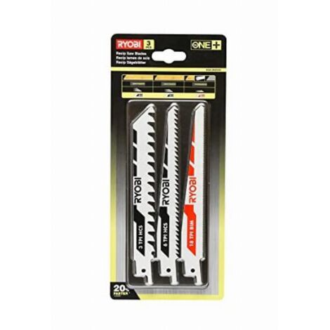 Ryobi RAK3RBWM Kit 3 Lame 3/6/18TP Sega Diritta Gattuccio Legno Metallo