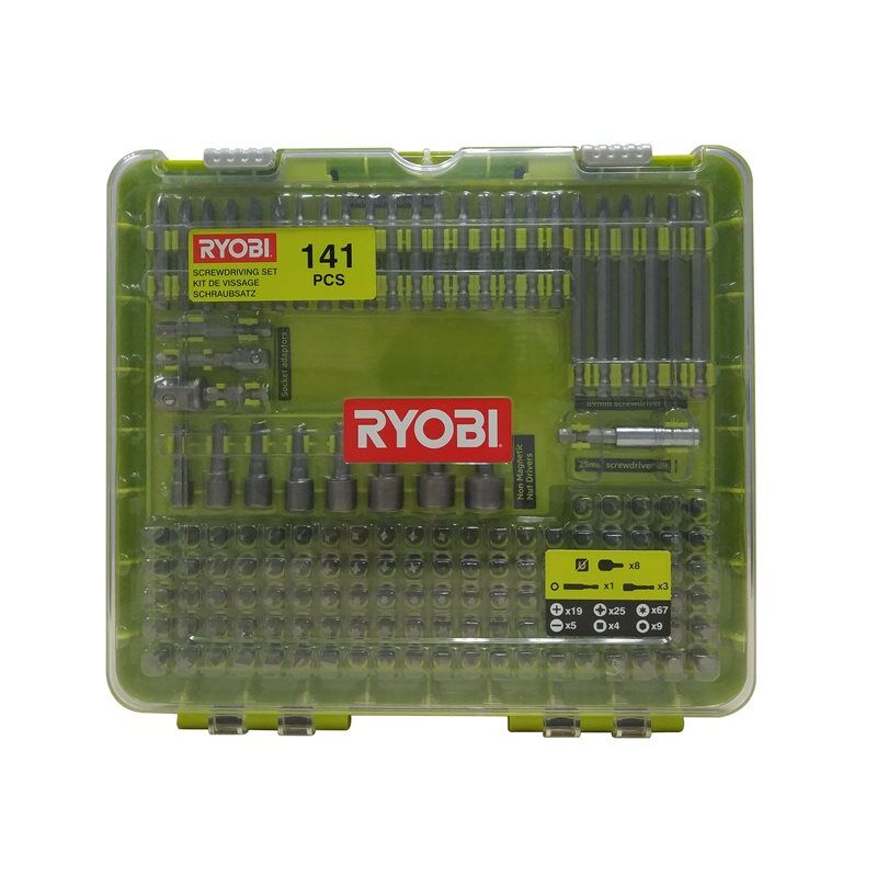Image of Ryobi - RAKD141 Kit 141 Bits 1/4' Sechskant-Bits, Steckschlüsseleinsätze, Bohrschrauber