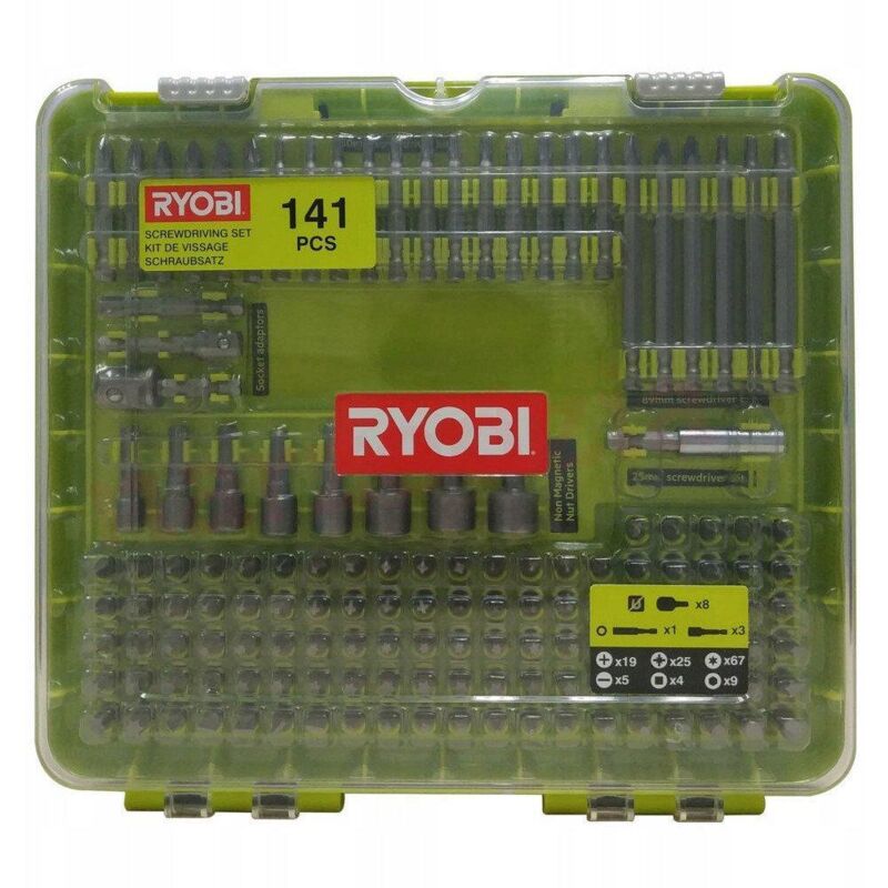 Ryobi - RAKD141 Kit 141 embouts hexagonaux 1/4' douilles perceuse visseuse