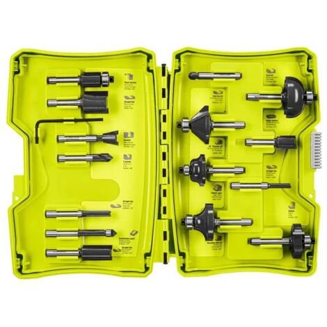 Ryobi RAKRBS15 Maletín 15 fresas de carburo 6 mm