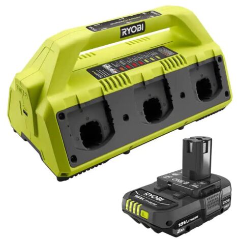 Ryobi RC18640 18V ONE+ 6-Port Ladestation + 2,0AH Akku