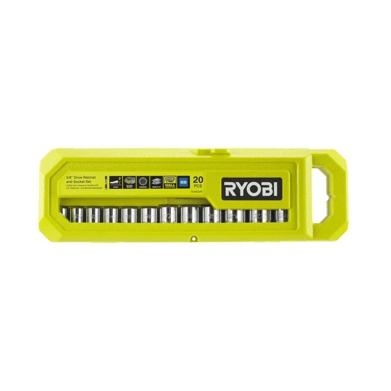 Image of Ryobi - RHRS20PC Steckschlüsselsatz Ratsche 3/8 Zoll 20 Stück 8-22 24 mm