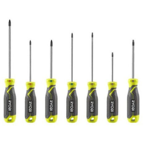 Ryobi RHSDS7PC Juego de destornilladores magnéticos con puntas magnéticas antideslizantes 7 piezas