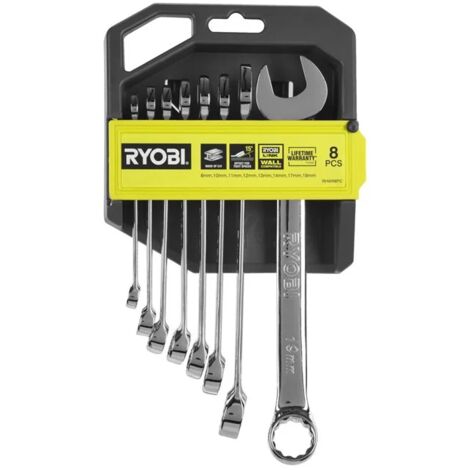Ryobi RHWR8PC Set Chiavi Inglesi Combinate 8 pezzi 8 10 11 12 13 14 17 19 mm