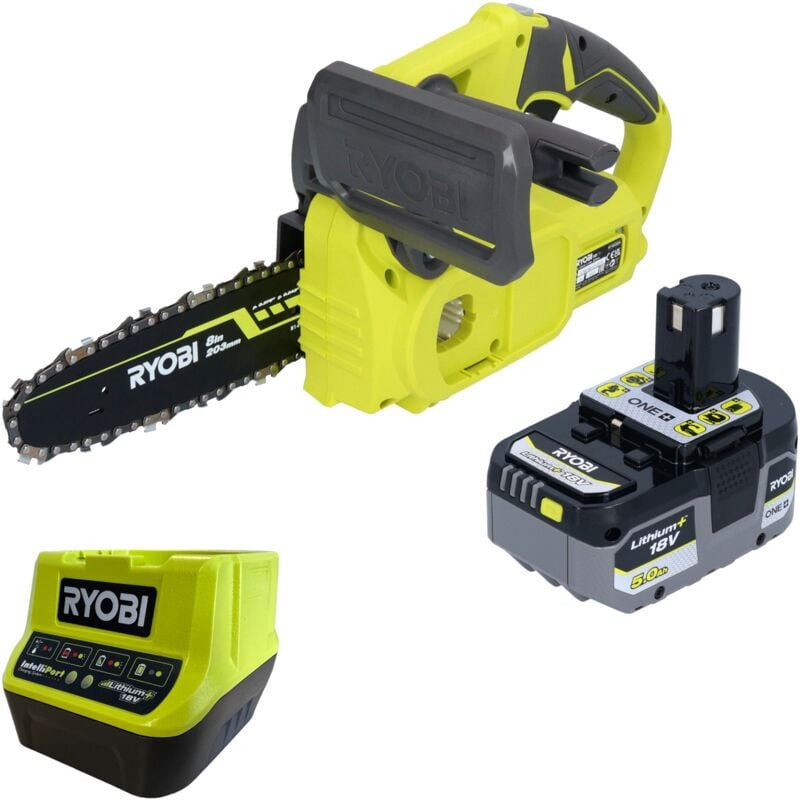 Ryobi - RY18CS20A 18 v one+ tronçonneuse à chaîne sans fil 20 cm Compact + 1x batterie 5,0 Ah + chargeur