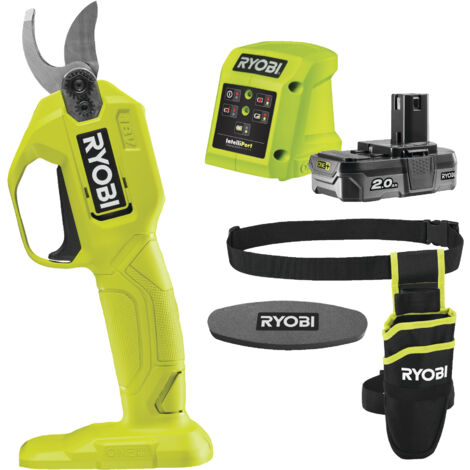 Ryobi – Sécateur électrique 18V avec batterie 2.0Ah – Coupe jusqu'à 25mm – Lames en acier SK5 – Charge rapide en 90 minutes - RY18SCA-120P