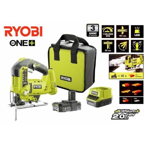 Ryobi - Seghetto alternativo agli ioni di litio 18 V 2 Ah - R18JS-120S