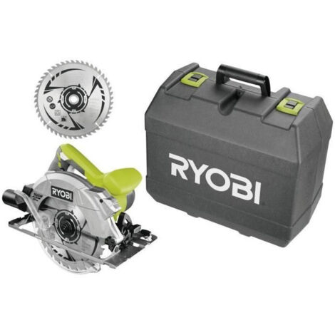 RYOBI - Sierra circular 1 600 W láser + estuche, 2 hojas de 190 mm 24 & 48 dientes, guía paralela, boquilla & llave de servicio - RCS1600-K2B