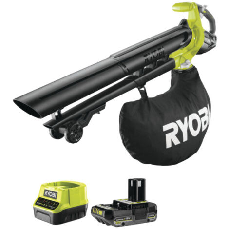 RYOBI - Soffiatore aspiratore-trituratore RYOBI OBV18 - 18V OnePlus Brushless - 1 batteria da 2,0 Ah - 1 caricabatterie rapido