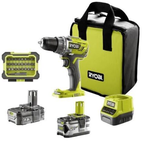 Ryobi Taladro Atornillador 18V Negro con Accesorios