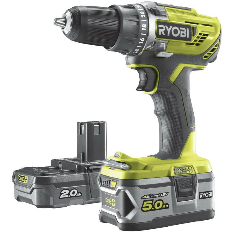 

Taladro/atornillador de 2 velocidades de 18V 2Ah, 5Ah Li-Ion - R18DD3-252S - Ryobi
