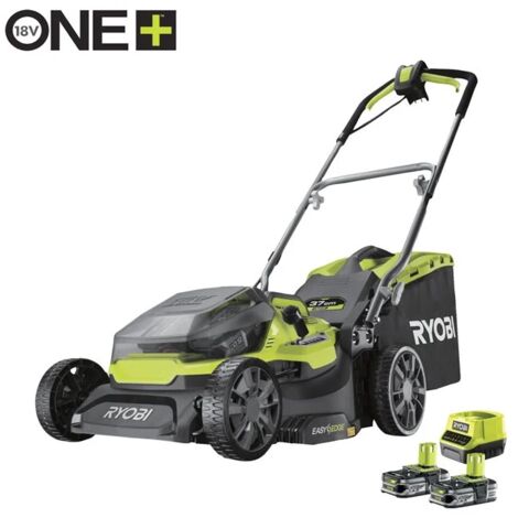 Ryobi – Tondeuse à batterie 18V avec 2 batteries 2.5Ah – Largeur de coupe 37cm – Technologie sans fil pour pelouses jusqu'à 300m² - RY18LMH37A-225