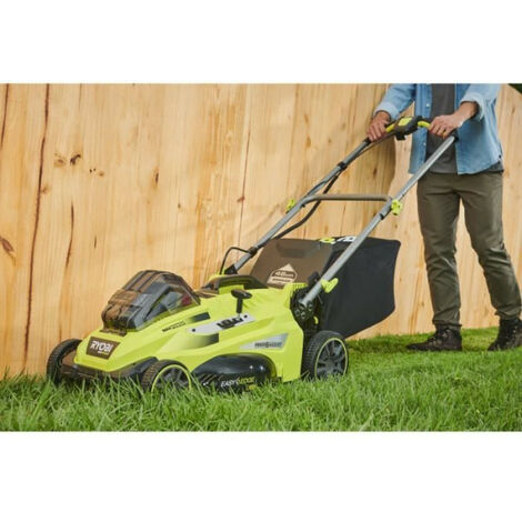 Ryobi – Tondeuse à batterie 36V avec batterie 5Ah – Moteur Brushless Power Assist™ – Largeur de coupe 46 cm – Ramassage et mulching - RLM36X4