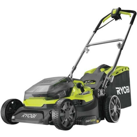 Ryobi – Tondeuse à batterie hybride 36V – 2 batteries 5Ah avec chargeur – Largeur de coupe 37 cm – Pour jardins jusqu'à 500 m² - RY18LMH