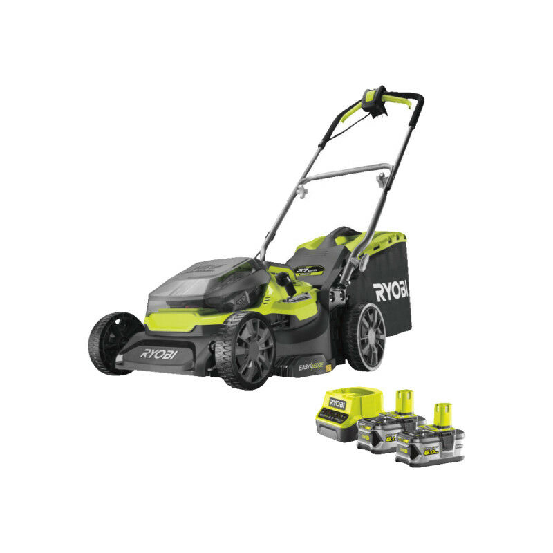 Ryobi - Tondeuse hybride 18V OnePlus coupe 37cm - 2 batteries 5.0 Ah - 1 chargeur rapide RY18LMH37A-250
