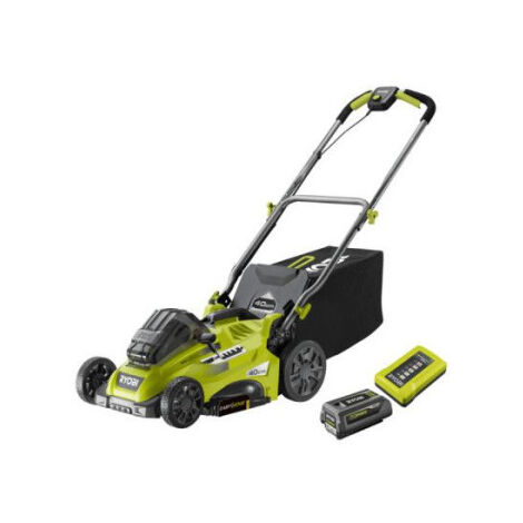 RYOBI - Tondeuse poussée 36V - Ø coupe 40 cm - ramassage et mulching - 1 batterie lithium+ 5,0 Ah et chargeur 1,7 A - RLM36X41