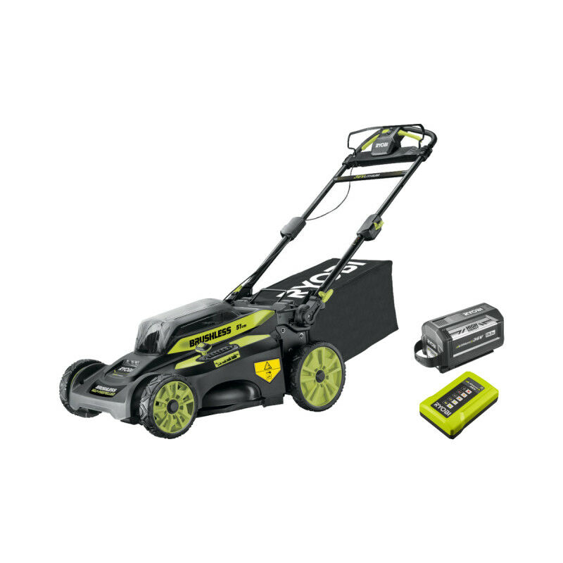 Ryobi - Tondeuse tractée 36V MaxPower Brushless - coupe 51 cm - 1 batterie 6.0Ah - 1 chargeur rapide - RY36LMX51A-160