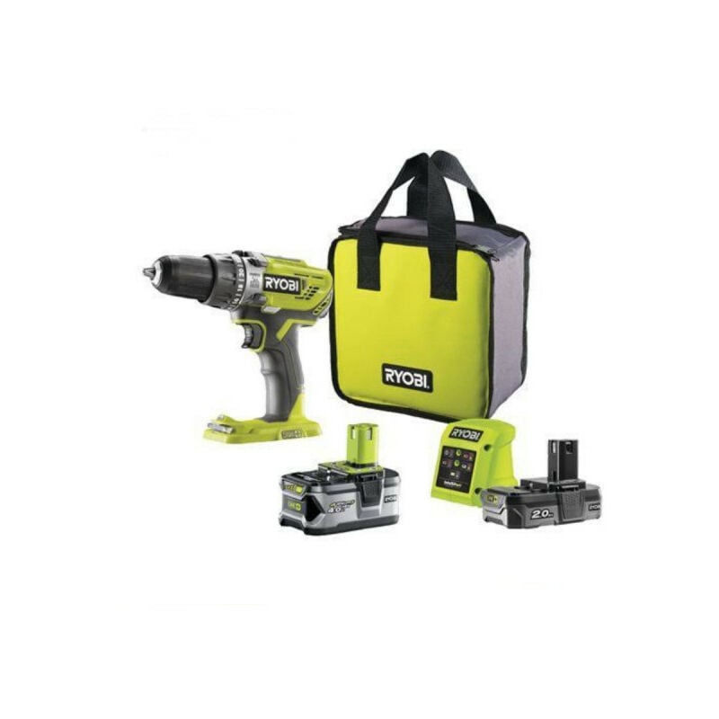 Trapano a percussione Ryobi 18V OnePlus - 1 batteria da 4,0Ah e 2,0Ah - Caricatore rapido - R18PD3-242S