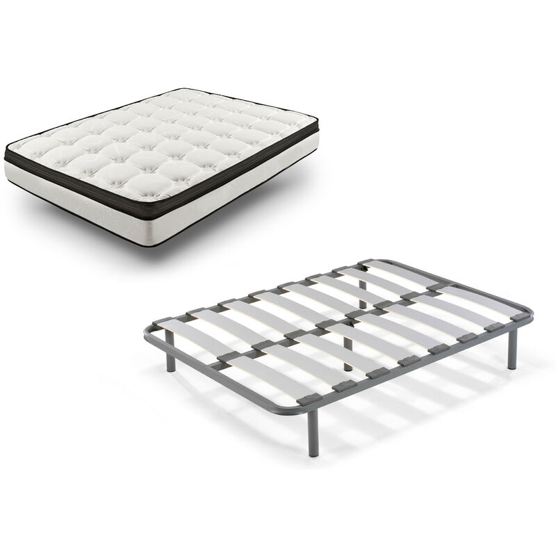 

Rz42 - Colchon + Somier Edra Con Patas, Medida 150x200 Cm. Nucleo Alta Densidad Transpirable Con Tejido 3d.