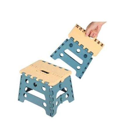 (S: 18 cm high – blue) Portable plastic stool for children and adults – High-quality folding stool – Multifunctional stool with handle for kitchen, bathroom, garden YMYNY