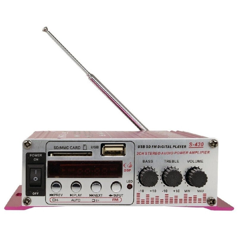 Trade Shop - Amplificatore S-430 Hi-fi Usb Per Auto Car Audio Stereo Mp3 Mp4 Cd Mini Digitale -