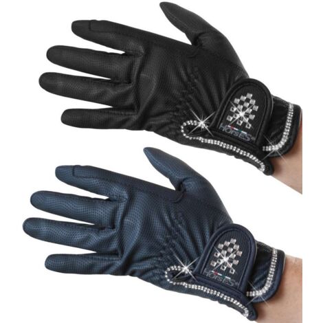 S, Blu: Guanti con brillantini modello Belgrado