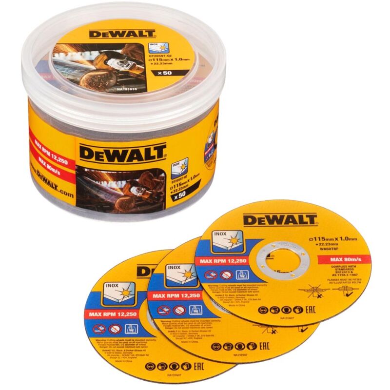 Dewalt - Disques de coupe de dt20597-qz ø 115 mm Meuleuse d'angle (50 Pieces)