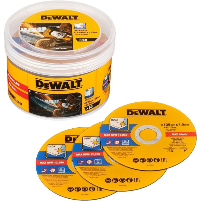 Dewalt - DT20598-QZ Disques à tronçonner pour meuleuse 125x1mm inox 50pcs Acier