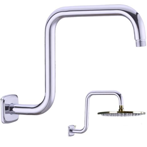 S-förmiger Duschverlängerungsarm aus Edelstahl, 22 mm mit Flansch, verstellbare Duschstange für optimalen Komfort, verchromt