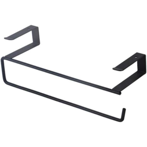 S-förmiger Toilettenpapierhalter, Bohrmaschinen-Organizer für Küchenschrank oder Vorratsschrank, platzsparend, verdicktes Eisen, lackiert, 24 cm lang (schwarz)