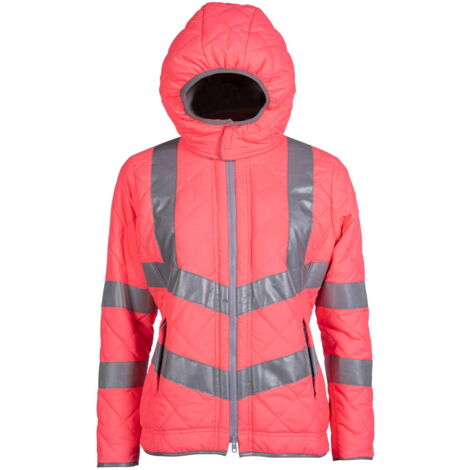S, Fucsia: Giacca da donna modello Reflective con inserti catarifrangenti e cappuccio staccabile