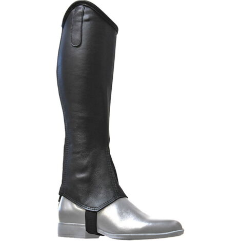 S: Ghette Winner in morbida pelle liscia con elastico e cerniera posteriore colore nero