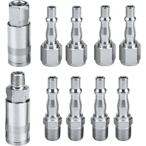 S-giant 10 Pcs 1/4 "BSP Tuyau De Conduite D'air Compresseur Raccord Coupleur D'air et Kit Plug Couplings Connecteur Mâle Femelle