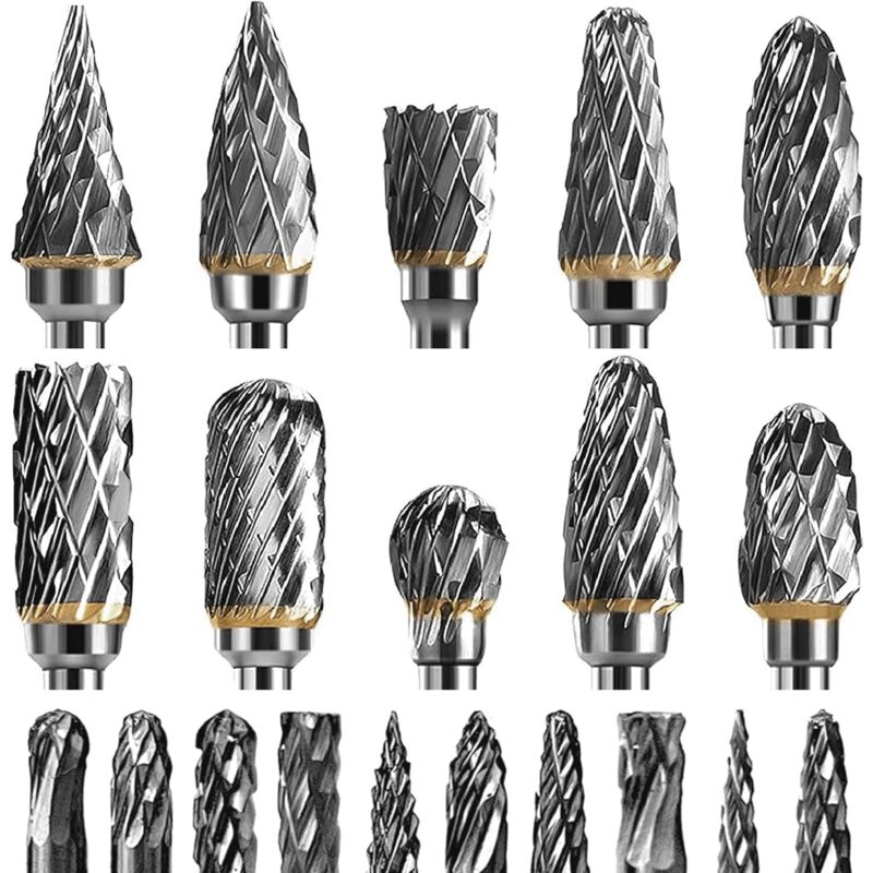 S-giant 20pcs Fraise Carbure, Ensemble de Fraises Rotatives en Acier au Tungstène, Taille 1/8", pour le Travail du Bois, le Polissage des Métaux, la