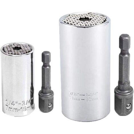 S-giant 4Pcs Clé à Douille Universelle 7-32mm Manchon Multifonctionnel Chrome Vanadium Alliage Magic Sleeve Portfolio Tools Sleeve Head