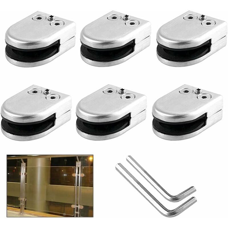 6 Pièces Pinces à Verre, 8~10mm m Taille 304 Acier Inoxydable Porte-Verre, Réglable Support en Verre Support Dos, pour Balustrade Escalier Main
